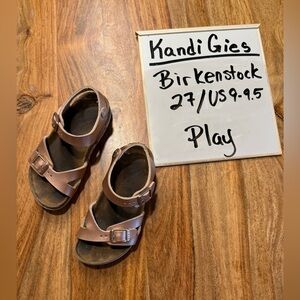 Birkenstock Kids Rose Gold Sandals, play con but plenty of life left Size 27